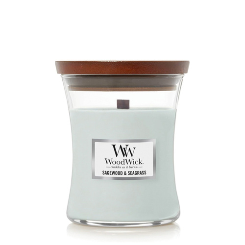 WoodWick Candle Medium - Sagewood & Seagrass