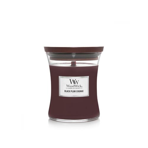 WoodWick Candle Medium - Black Plum Cognac