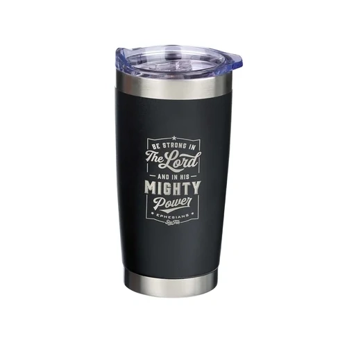 Stainless Steel Mug: Be Strong in the Lord (Eph. 6:10) Black