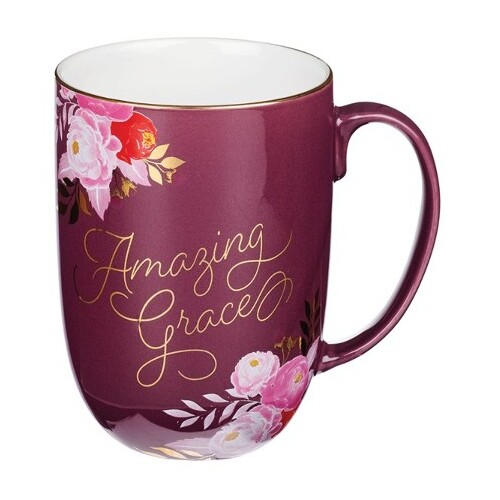 Ceramic Mug: Amazing Grace, Mulberry Pink/Gold (444 Ml)