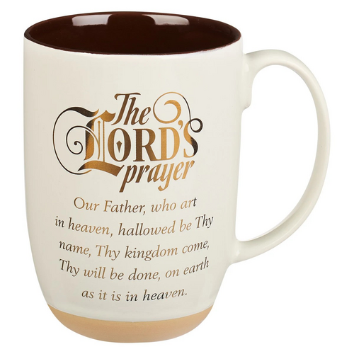 Ceramic Mug: The Lord's Prayer, Creamy White/Walnut Brown Interior, Foil Accents (444 ML)