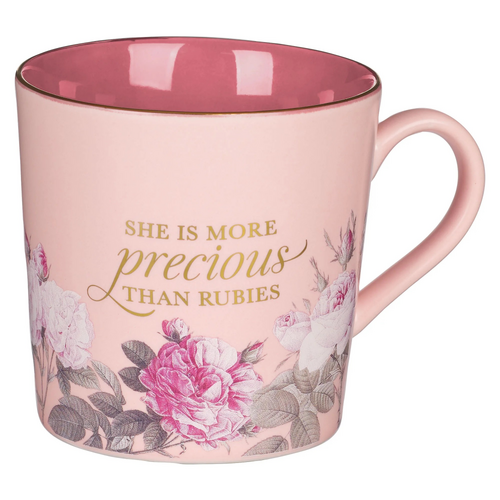 Ceramic Mug: She is More Precious Than Rubies, Pink (414 ml)