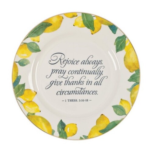 Ceramic Plate: Rejoice Always, Thess. 5:16-18, Sweet Summertime Lemons