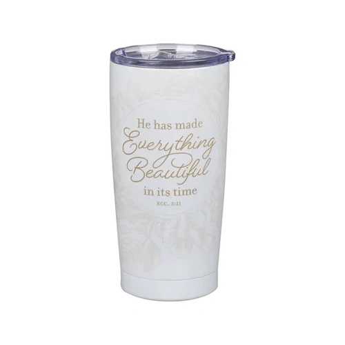 Stainless Steel Mug: Everything Beautiful Ecc. 3:11, Ivory