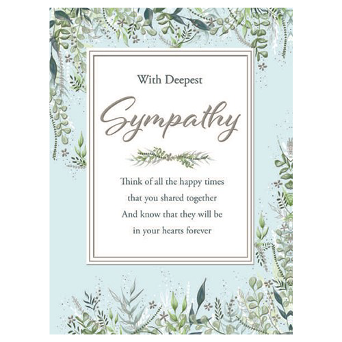 Card - With Deepest Sympathy Green Leaves