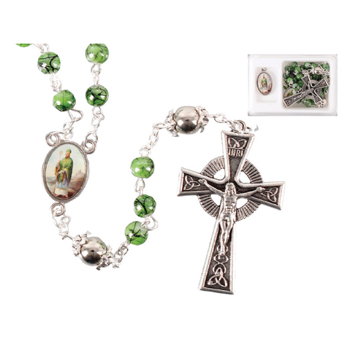 Rosary Glass Beads & Medal Set - St Patrick