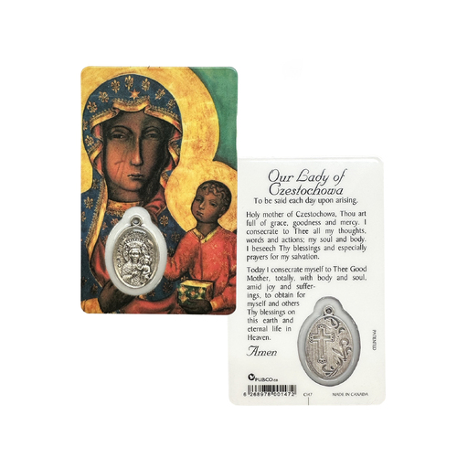 Lam Card & Medal - Our Lady Czestochwa