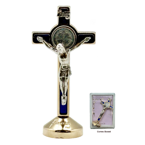 St Benedict Standing Crucifix Gold - 60mm