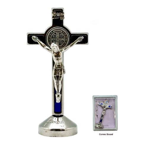 St Benedict Standing Crucifix Silver - 60mm