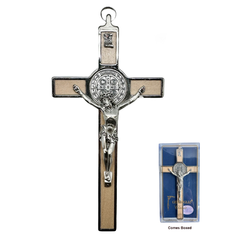 St Benedict Maplewood/Metal Crucifix - 155 x 75mm