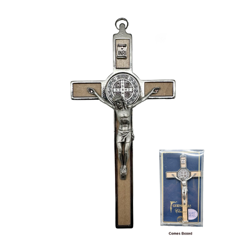 St Benedict Maplewood/Metal Crucifix - 200 x 100mm