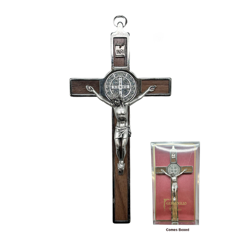 St Benedict Wood/Metal Crucifix - 155 x 75mm