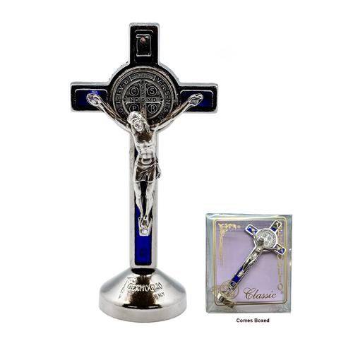 St Benedict Standing Crucifix Silver - 80mm