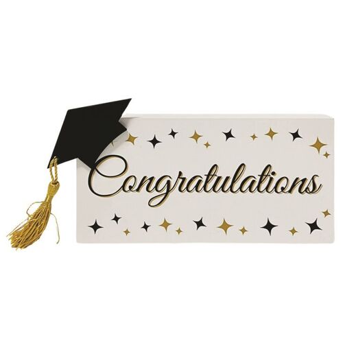 Graduation Congratulation Standing Block with Real Tassel Hat