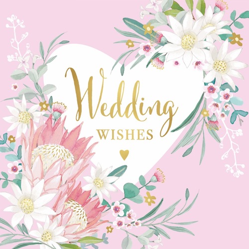 Card - Wedding Wishes on Heart Wreath