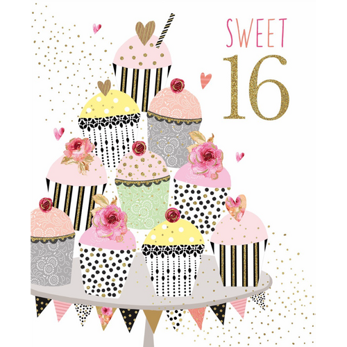 Card - Sweet 16 Birthday Cupcakes