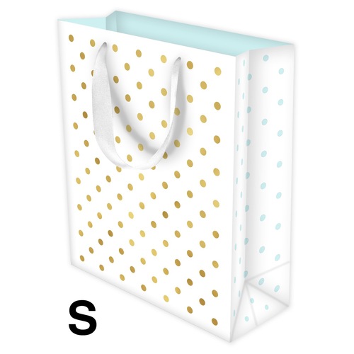 Gift Bag Small - Gold Foil Dots on White