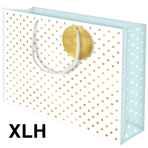 Gift Bag X-Large - Gold Foil Dots On White