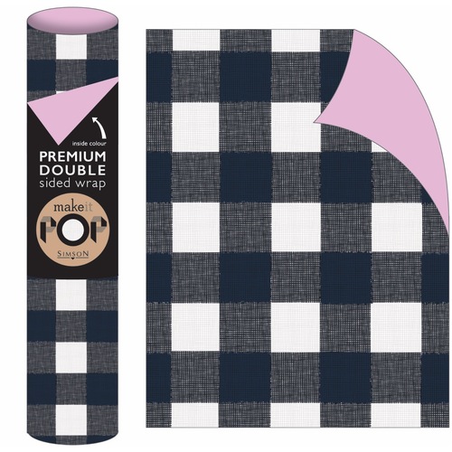 Roll Wrap - Black Gingham Wash (2m)