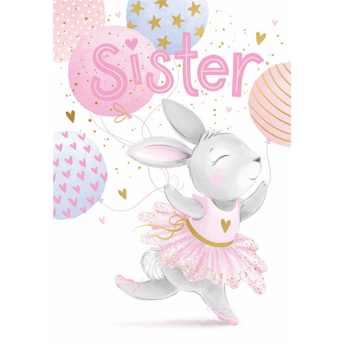 Card - Sister Birthday Bunny Tutu