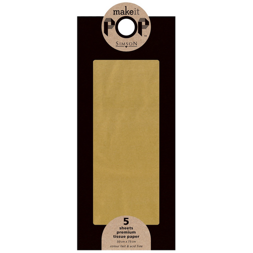 Tissue Paper 5 Sheets - Gold Metallic