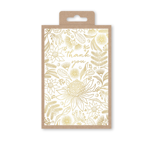 Notecards Box of 10 - Golden Botanics Thank You