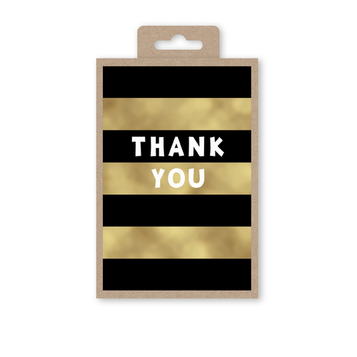 Notecards Box of 10 - Thank You w/Black & Gold