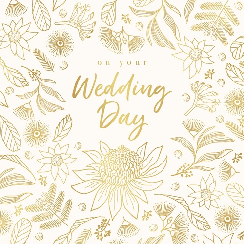 Card - Wedding Gold Flowers