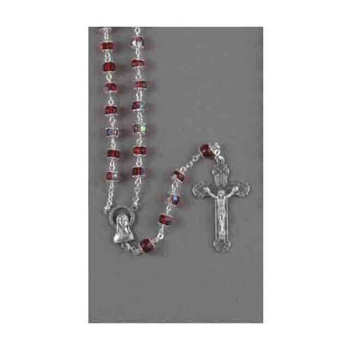 Rosary Crystal Aurora Borealis Red - 7mm Beads