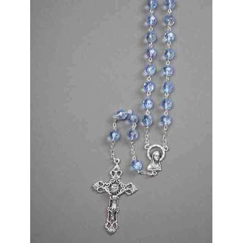 Rosary Crystal Blue Aurora Borealis  - 8mm Beads