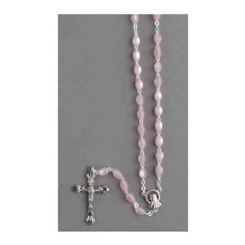 Rosary Imitation M.O.P Pink Oval Shaped - 5mm Beads