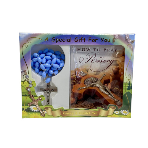 Communion Set Book And Rosary Blue