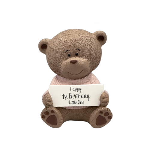 Teddy Moments Bear - Happy 1st Birthday Little One Pink