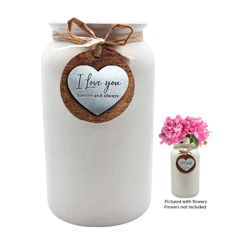 Ceramic Mason Vase w/Message - Love