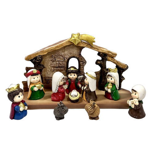 Kiddie Nativity Set w/Stable - 45mm