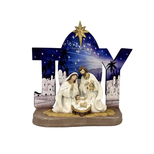 Holy Family w/Joy Scene in Blue