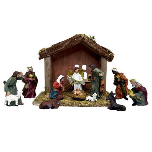 Nativity Set with Stable - 11pc - 75mm