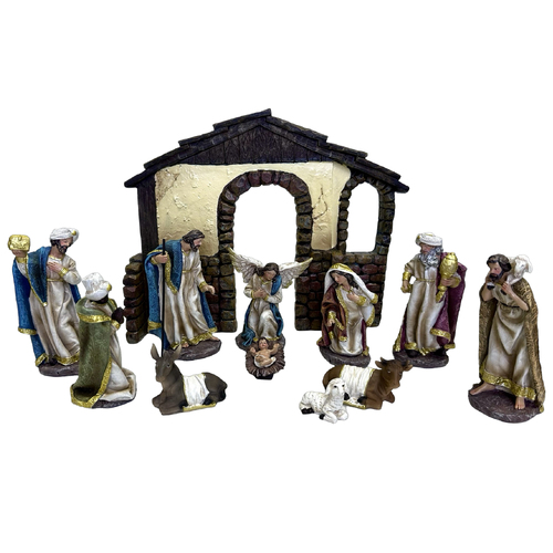 Nativity Stable Set Resin - 11pcs 125mm Stable