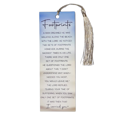 Bookmark Laminated w/Tassel - Footprints