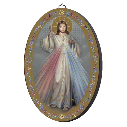 Icon Oval Wood Plaque - Divine Mercy