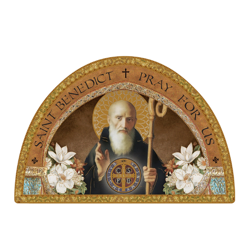 Icon Arch Wood Plaque - Saint Benedict