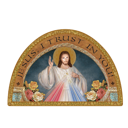 Icon Arch Wood Plaque - Divine Mercy