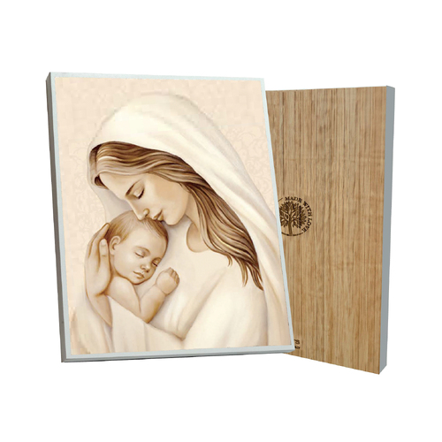 Wooden Plaque Modern Mother and Child