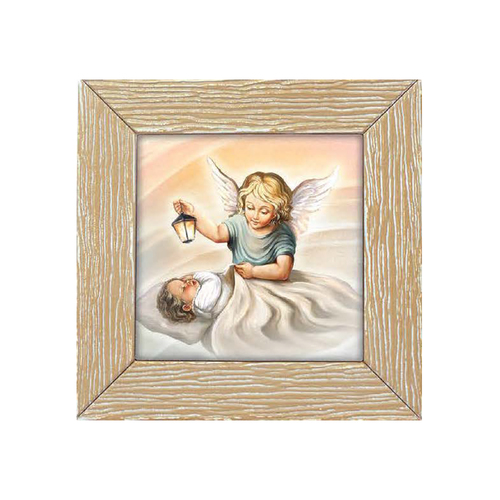 Wood Look Frame Guardian Angel Lantern