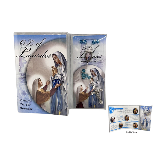 Rosary Beads and Rosary Book Set - Our Lady of Lourdes