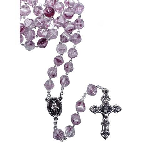 Glass Rosary Pyramid Beads [Colour: Pink]