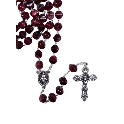 Glass Rosary Pyramid Beads [Colour: Red]