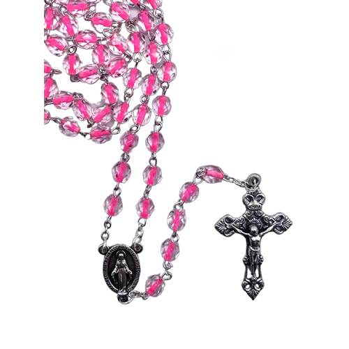 Crystal (Half) Rosary Oval Beads [Colour: Pink]