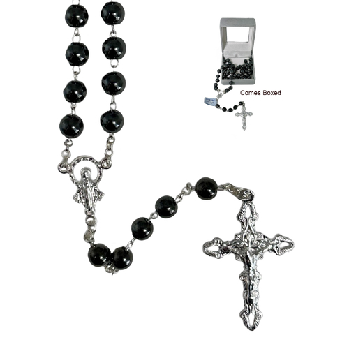 Rosary Sterling Silver w/Precious Stones - Hematite