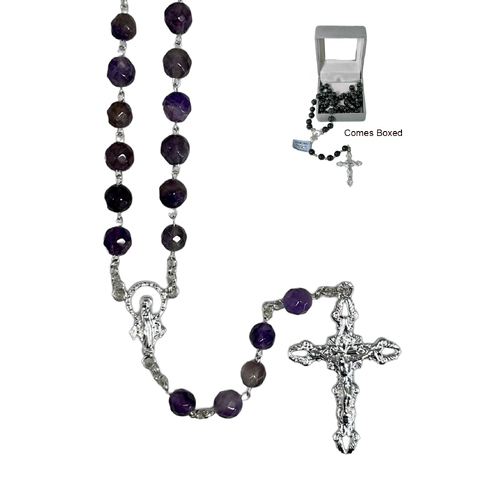 Rosary Sterling Silver w/Precious Stones - Amethyst